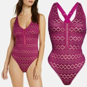 Free People Thank You Never Bodysuit in Myrtle Magenta NWT Small